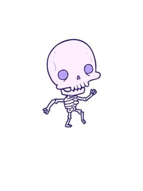 Kalk ve dans eden şirin bir iskeletin animasyonunu uçur.