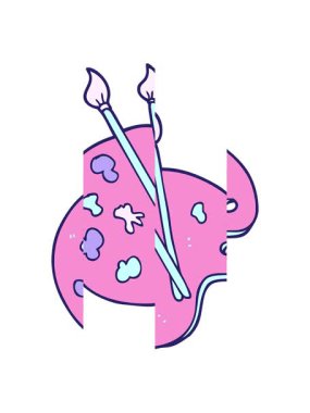 Karikatür karalama sanatçısı paletinin bölünmüş hareket animasyonu