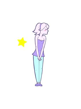 Parlayan yıldızlar çizgi film karakteri güzel kadını canlandırıyor.