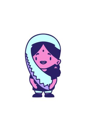 Geleneksel kıyafet tasarımlı Hintli kadın animasyonu