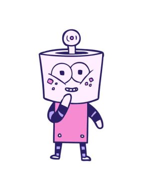 Mutlu çizgi film robot kıkırdamasının titreşimli hareketi