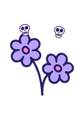 basit bir çiçek tasarımının kafatası animasyonu