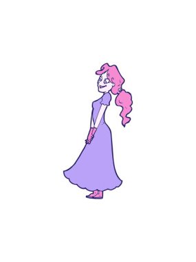 Çizgi filmlerde giysili güzel bir kadının canlandırması.