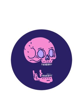 Yanıp sönen radyal çizgiler bir kafatası çiziminin ikonik dövme şeklindeki görüntüsü