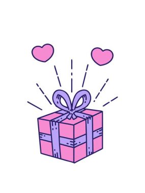 Dövme stili bir Noel hediyesinin dönen kalp animasyonu