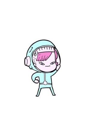 Çizgi film karakteri astronot kadının animasyonunu genişletiyorum.