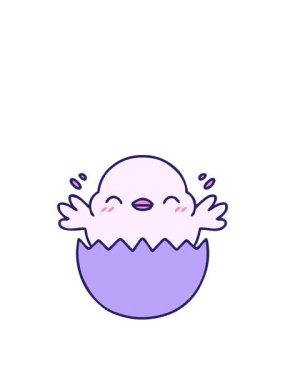 Yumurta kabuğundan çıkan sevimli bir yavru kuşun zıplama hareketi animasyonu