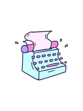 Eski moda daktilonun el yapımı çizgi film karalamalarının yıldız patlaması etkisi