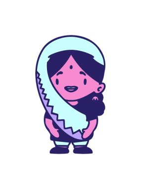 Geleneksel kıyafet tasarımlı Hintli kadının basınçlı animasyonu