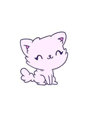 Çizgi film illüstrasyonunun radyoaktif parlak animasyonu Şirin kawaii pofuduk kedicik