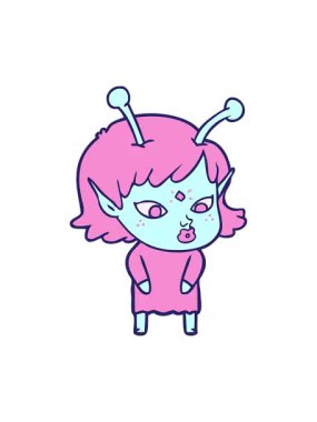 Uzaylı kız çizgi filminin pixelize etkisi