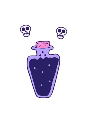 Çizgi film iksiri çiziminin kafatası animasyonu