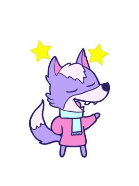 dönen yıldızlar çizgi film kurdu eşarplı gülüşünün animasyonu.