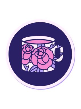 Dövme stilistinin hareketli animasyonu geleneksel bir fincan ve çiçek stilinde