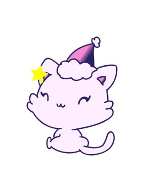 Parıldayan yıldızlar, Kawaii kedisinin çizilmiş el animasyonunu etkiler.