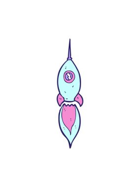 Çizgi film uzay gemisinin titreşimli animasyonu