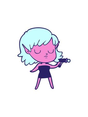 Çizgi film kızı çiziminin dönen hareketli animasyonu