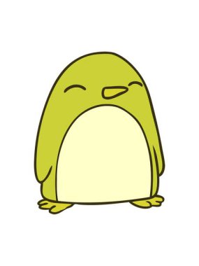 Tatlı bir penguenin karikatür karalamalarının renk değişimi