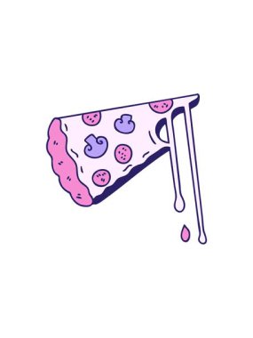 El çizimi tuhaf çizgi film peynirli pizzanın canlandırma etkisi.