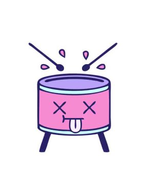 bir davul tasarımının karikatürünün efekt animasyonunu göster