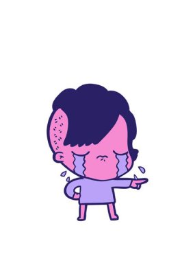 Çizgi film karakteri ağlayan kızı suçluyor.