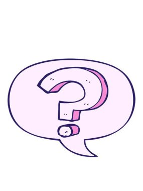 Çizgi roman tarzında konuşma baloncuğu ile çizgi film soru işaretinin hareketli animasyonu