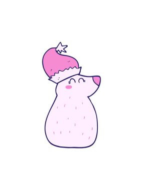 Noel şapkası takan çizgi film ayısının hareketli animasyonu