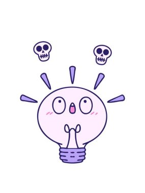 parlayan bir elektrik ampulünün çizgi filminin kafatası animasyonu