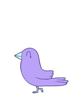 Tatlı bir kuşun retro çizgi filmini canlandırıyorum.