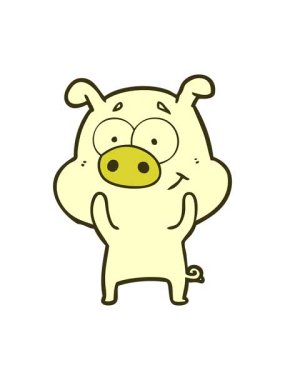 Neşeli çizgi film domuzunun renkli animasyonu