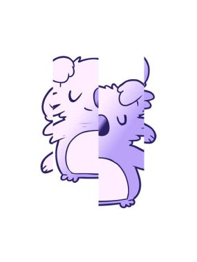 Tatlı koala çizgi filminin bölünmüş hareket animasyonu