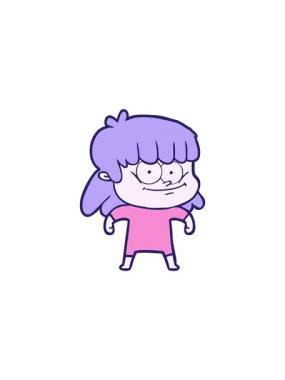 Çizgi filmdeki gülümseyen kadının gösterişli satış animasyonu