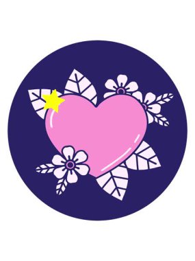 Parıldayan yıldızlar, botanik bir kalbin dövme şeklindeki görüntüsünün animasyonunu etkiler.