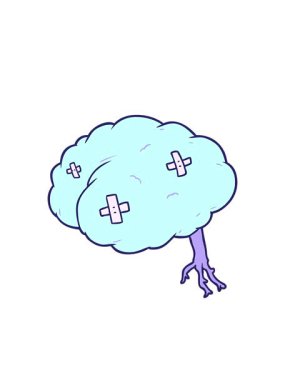 Yanıp sönen çizgisel çizgiler çizgi film yaralı beyninin animasyonu