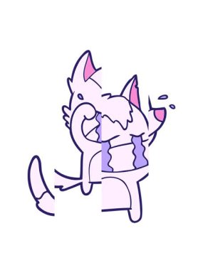 Karikatür ağlayan kurt gözlerini ovuşturuyor.