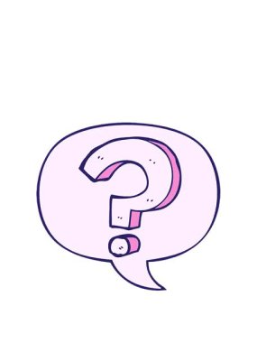 Çizgi roman tarzı konuşma baloncuğuyla çizgi film soru işaretinin animasyonunu genişletiyorum