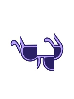 Karikatür karalama güneş gözlüklerinin bölünmüş hareket animasyonu