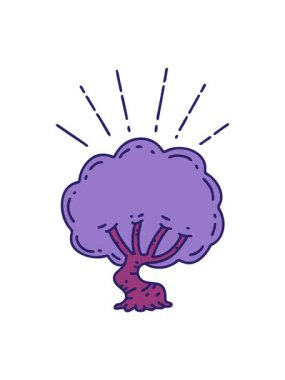 Geleneksel dövme stili ağaç çiziminin hareketli animasyonu