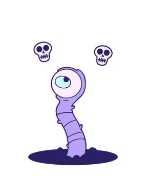 Çizgi film uzaylı bataklık canavarının kafatası animasyonu