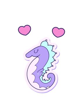 Bir karikatür deniz atı çıkartmasının dönen kalpleri.