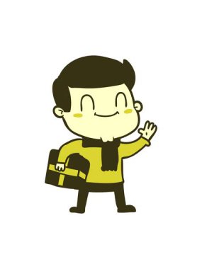 Xmas hediyeli, çizgi film dostu adamın renkli animasyonu.