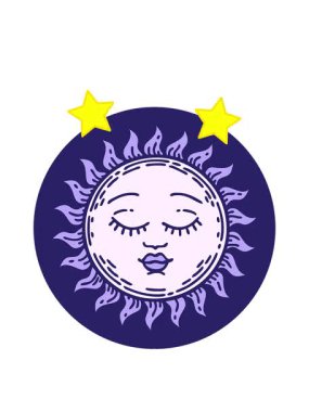 dönen yıldızlar güneşin ikonik dövme tarzının animasyonu