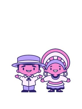 Geleneksel kıyafet karikatüründeki Brezilyalı çiftin animasyonunu genişletiyorum.