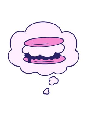 çizgi roman tarzında düşünce baloncuğu ile smore çizgi filminin animasyonunu bob ve duraklat