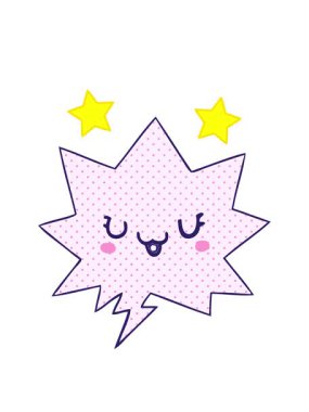 dönen yıldızlar çizgi roman tarzında tatlı, mutlu çizgi film suratlı, konuşma baloncuklu çizgi film animasyonu