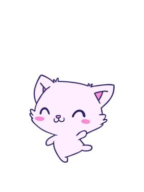 Sevimli kawaii kedisinin çizgi film çiziminin animasyonunu genişletiyorum.