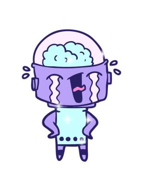 Karikatür ağlayan robotun ışıltı etkisi