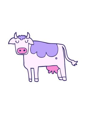 Çizgi film inek tasarımının dönen hareket animasyonu