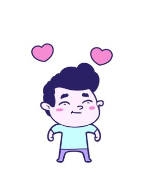 Mutlu karikatür adam tasarımının dönen kalp animasyonu