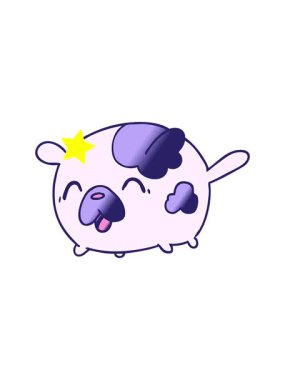 Kıvılcımlı yıldızlar çizgi film çizimlerinin animasyonunu etkiler kawaii sevimli yama köpeği.